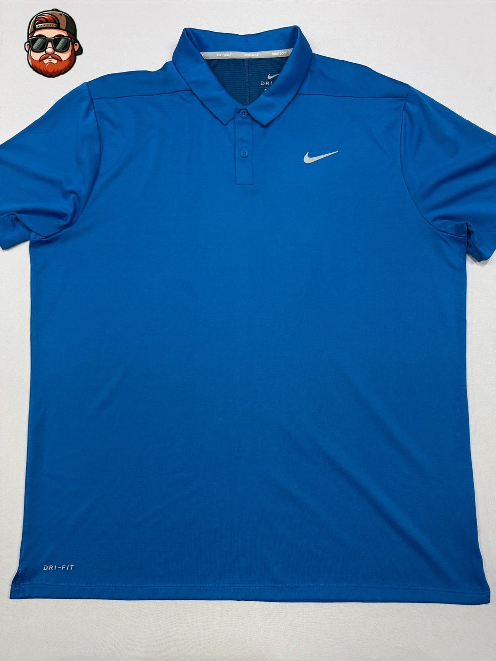 Men’s Nike Dri-fit Golf Blue/Black Micro Dot Polo Size XL Short Sleeve